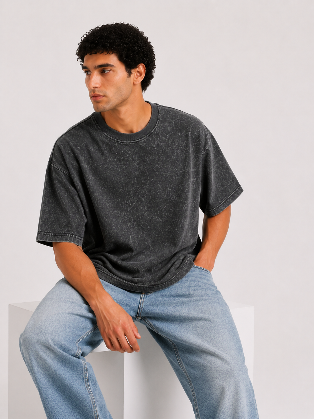 men dark grey acid wash oversized t shirt men dark grey acid wash oversized t shirt