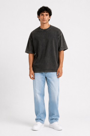 Home men dark grey acid wash oversized t shirt (copy)