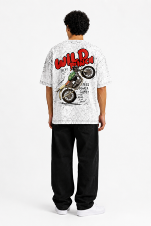 wild riding graphic acid wash oversized t shirt
