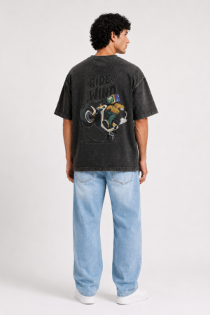 ride the wind graphic printed oversized t shirt