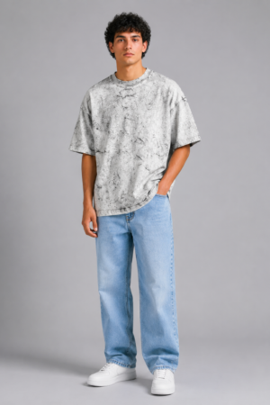 Home men dark grey acid wash oversized t shirt (copy)