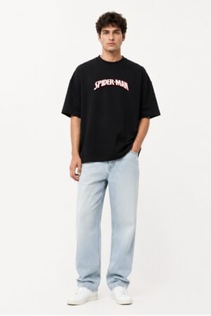 spider man logo back print t shirt